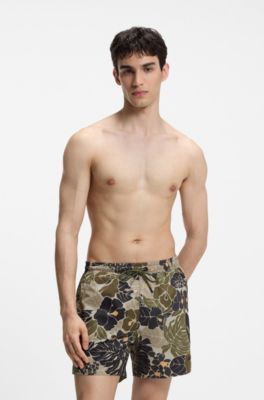 Short de bain &agrave; s&eacute;chage rapide avec imprim&eacute; int&eacute;gral, Vert