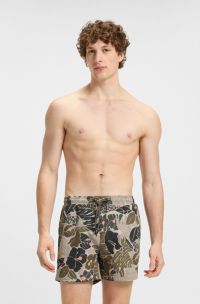 Zwemshorts met print en logodetail, Groen