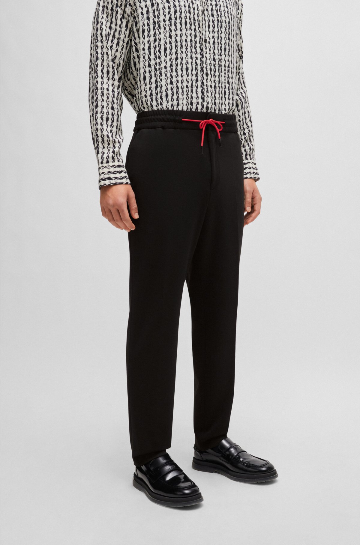 HUGO - Extra-slim-fit drawstring trousers in performance-stretch jersey