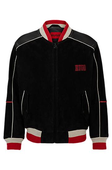 Relaxed-fit bomber jacket with sporty logos, Hugo boss