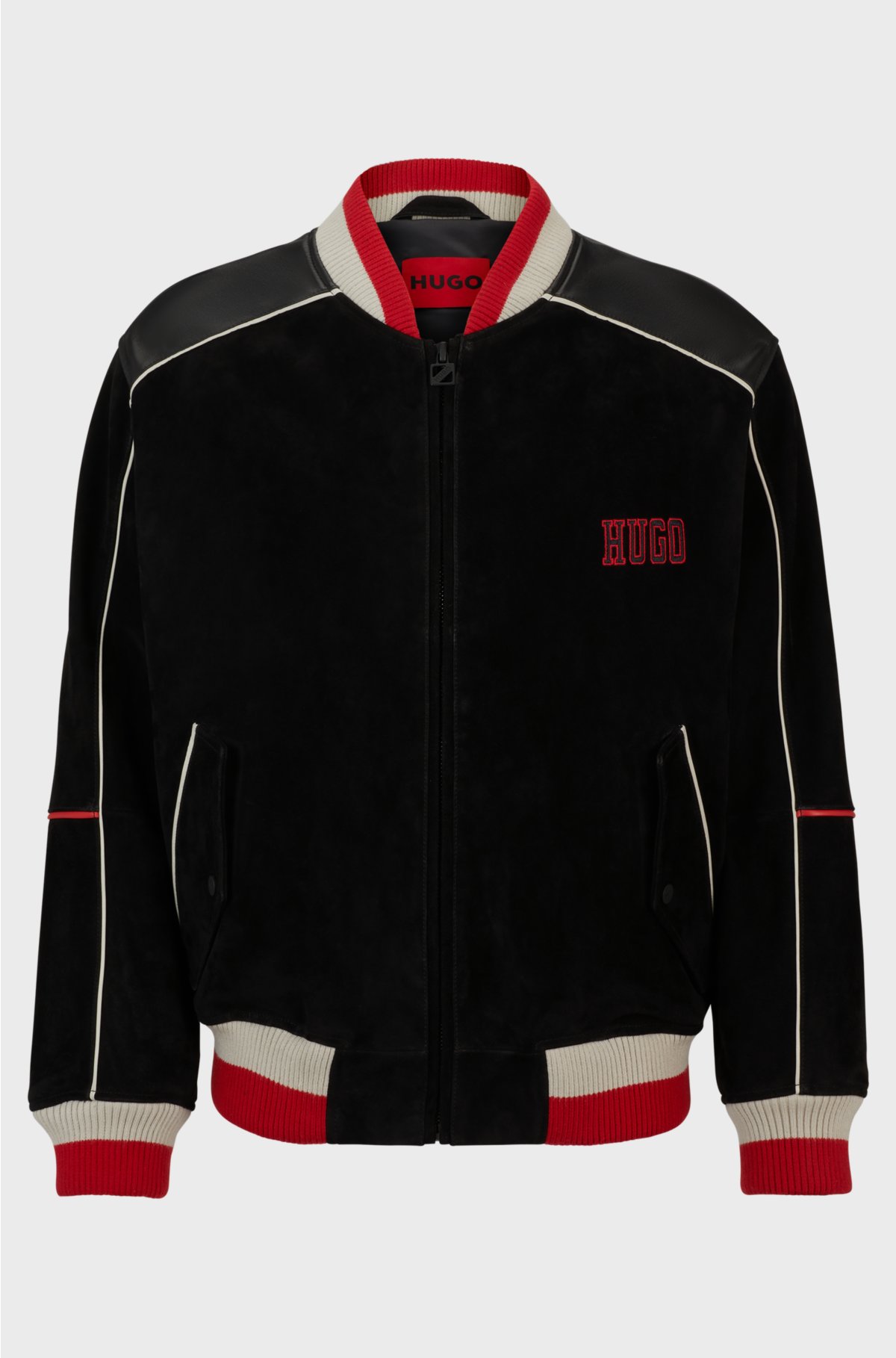 Relaxed-fit bomber jacket with sporty logos, Black