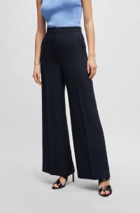 Relaxed-fit broek met hoge taille en wijde pijpen, Donkerblauw