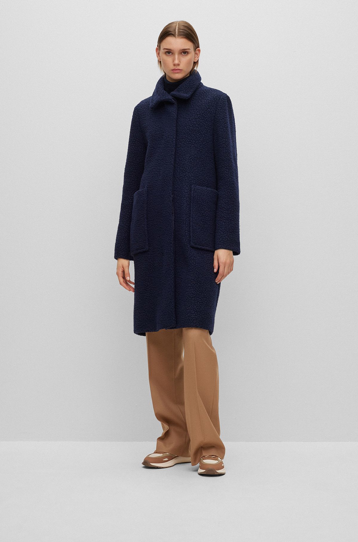 Formal coat in a wool-rich blend, Dark Blue