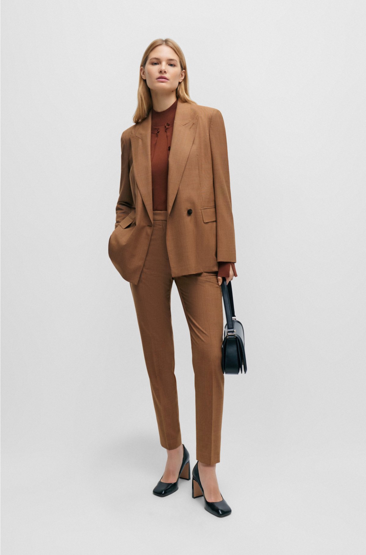 Slim-fit cardigan in pure silk, Brown