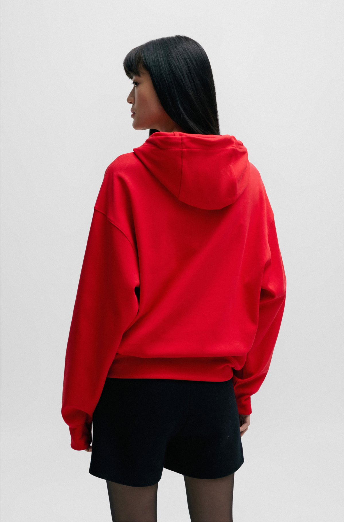 Interlock-cotton regular-fit hoodie with special artwork, Red