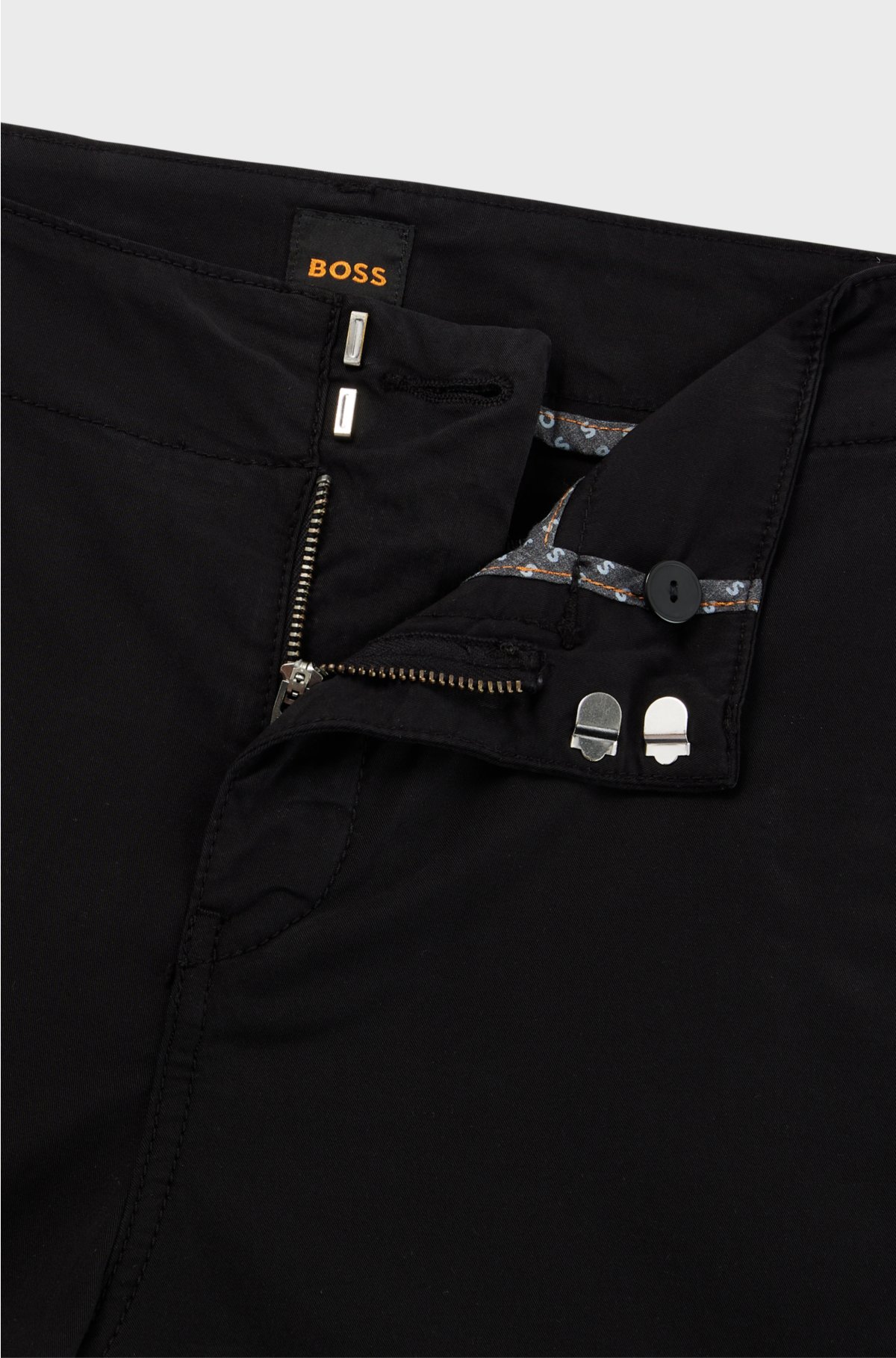 Relaxed-fit trousers in stretch-cotton twill, Black