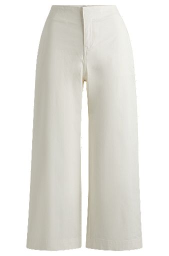 Pantalon Relaxed Fit en twill de coton stretch, Blanc