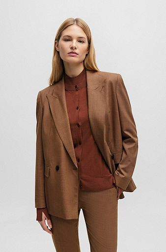 Elegant Brown Long Blazers for Women by HUGO BOSS
