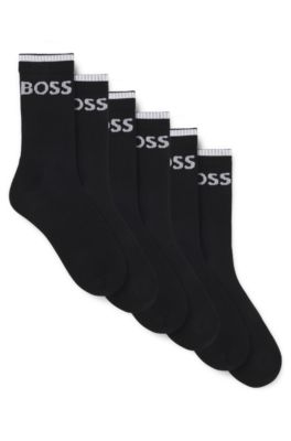 Six-pack of ribbed short socks in a cotton blend, Black