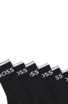Six-pack of ribbed short socks in a cotton blend, Black