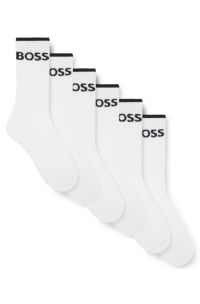 Six-pack of ribbed short socks in a cotton blend, White