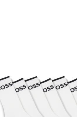 Six-pack of ribbed short socks in a cotton blend, White