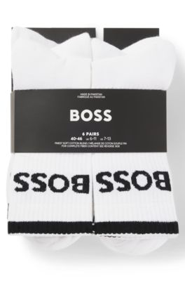 Six-pack of ribbed short socks in a cotton blend, White