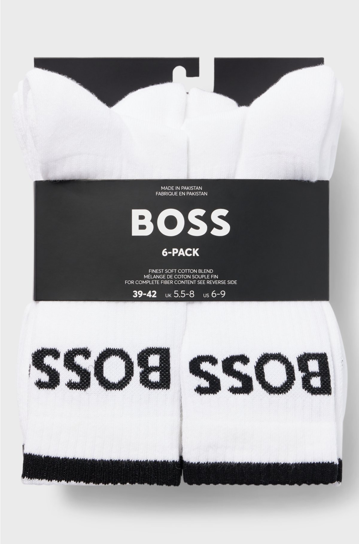 Six-pack of ribbed short socks in a cotton blend, White