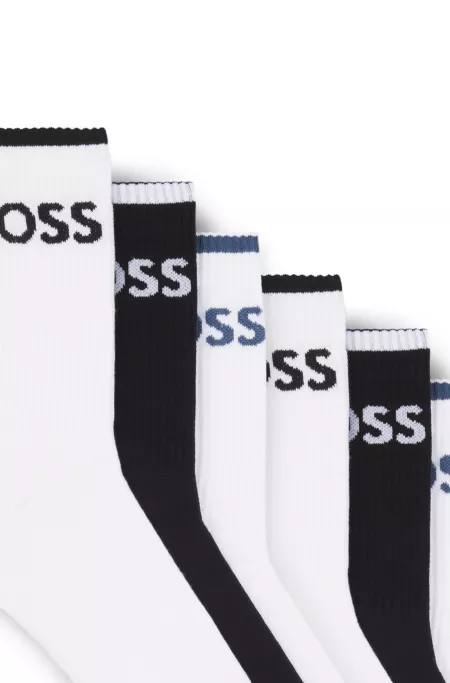 Six-pack of ribbed short socks in a cotton blend