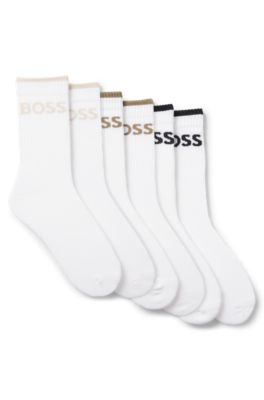 Six-pack of ribbed short socks in a cotton blend, White