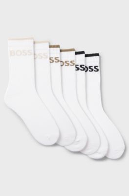 Six-pack of ribbed short socks in a cotton blend, White