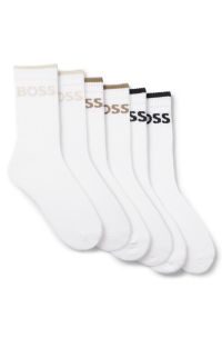 Six-pack of ribbed short socks in a cotton blend, White