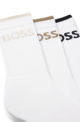 Six-pack of ribbed short socks in a cotton blend, White