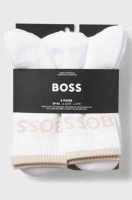 Six-pack quarter-length socks, White