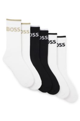 Six-pack of ribbed short socks in a cotton blend, White / Black