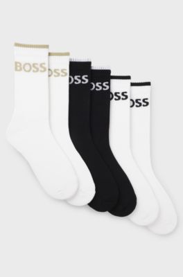 Six-pack of ribbed short socks in a cotton blend, White / Black