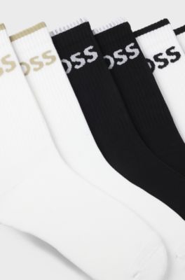 Six-pack of ribbed short socks in a cotton blend, White / Black
