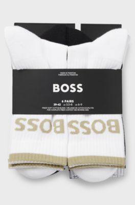 Six-pack of ribbed short socks in a cotton blend, White / Black