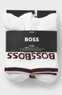 Six-pack quarter-length socks, White