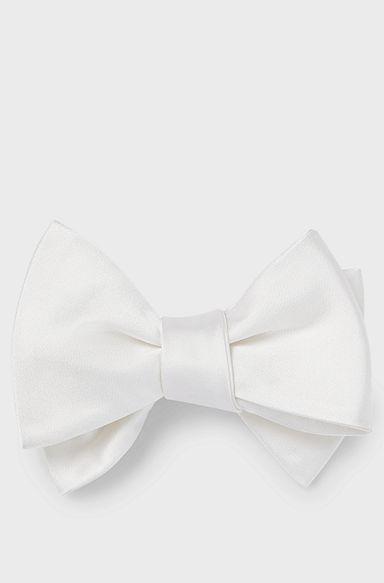 Self-tie bow tie in patterned silk jacquard, White