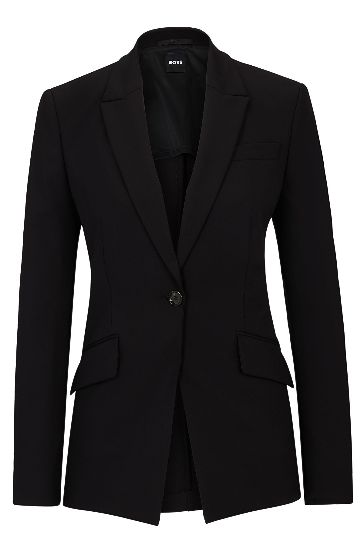 Slim-fit jacket in quick-dry stretch cloth, Black