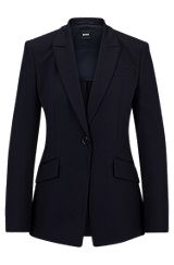 Slim-fit jacket in quick-dry stretch cloth, Dark Blue