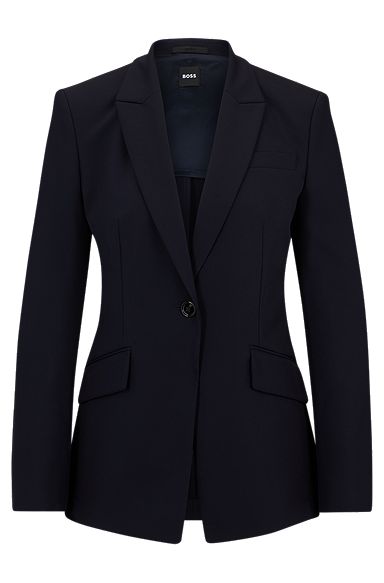 Пиджак приталенного кроя из быстросохнущей эластичной ткани, Темно-синий