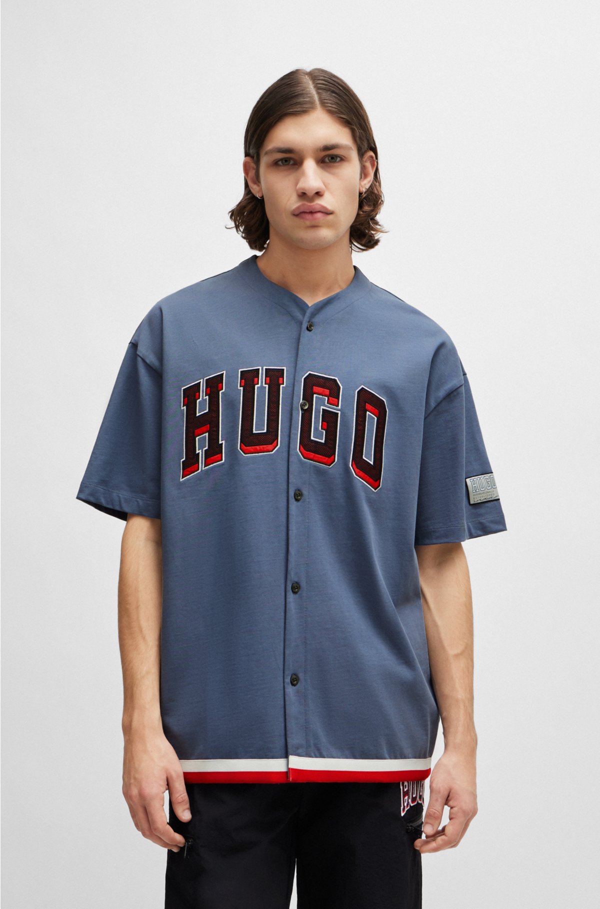 HUGO - オーバーサイズフィット バスケットボールTシャツ カレッジ 