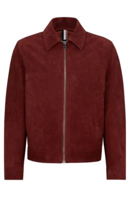 BOSS Regular fit jacket in suede Dark Red