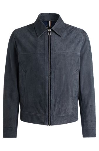 Regular-fit jacket in suede, Dark Blue