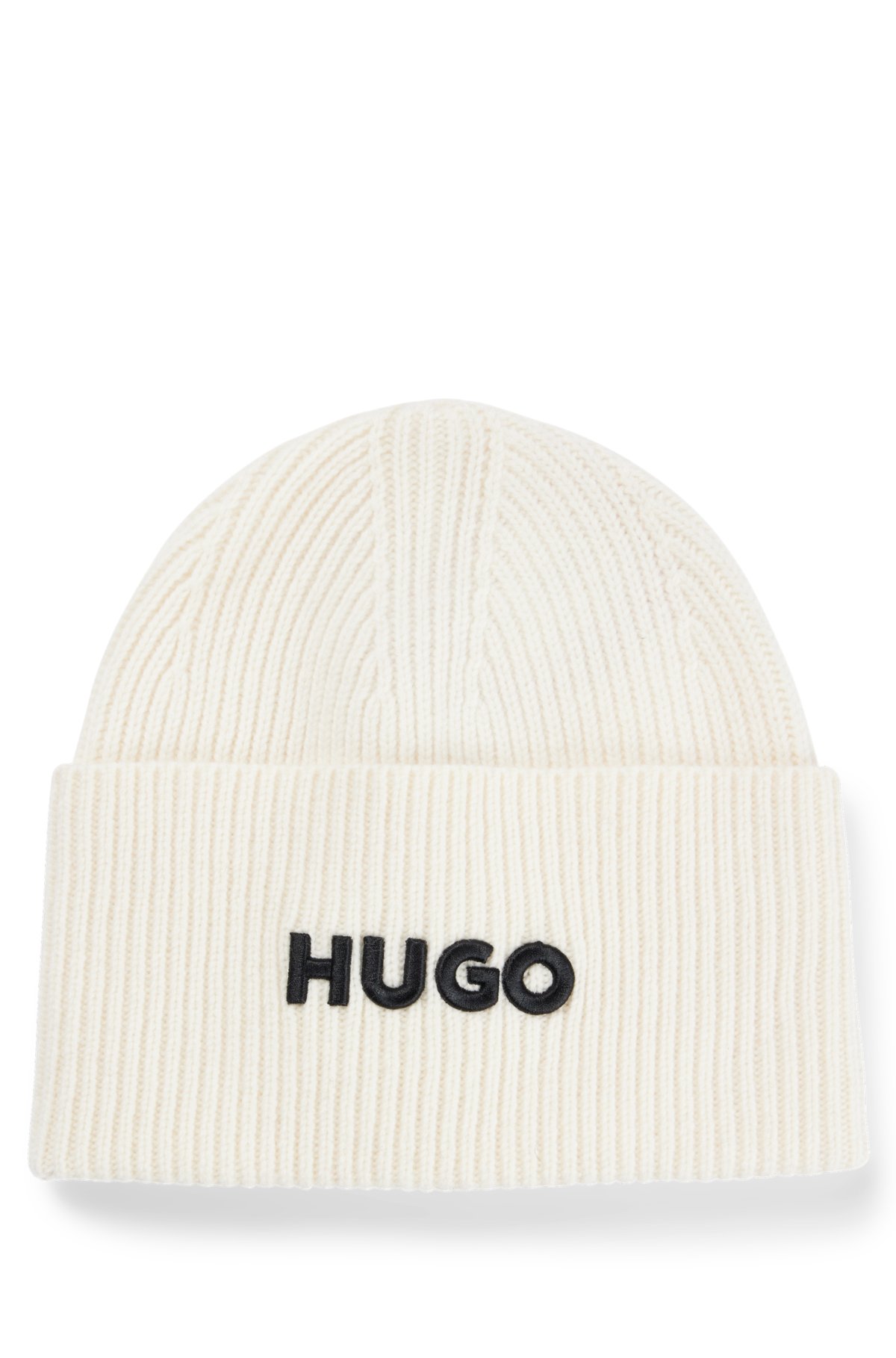 HUGO - Logo-Stickerei Schurwoll-Mix Mütze aus mit