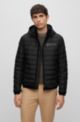 Water-repellent padded jacket with tonal logo, Black