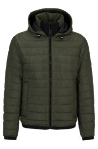 Water-repellent padded jacket with tonal logo, Green