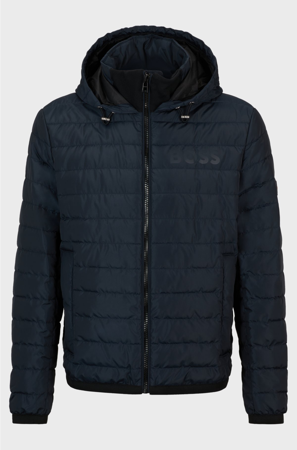 Water-repellent padded jacket with tonal logo, Dark Blue