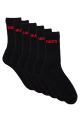 Six-pack of quarter-length socks with logo detail, Black