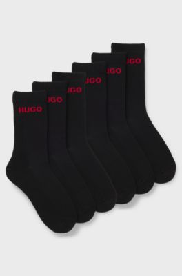Six-pack of quarter-length socks with logo detail, Black