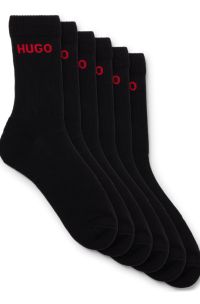 Lot de six paires de chaussettes mi-mollet à logo, Noir