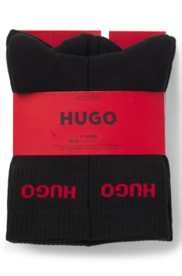 Calze a tre quarti con logo in confezione da sei, Nero