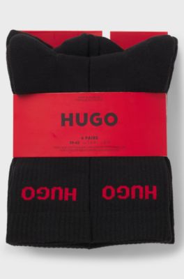 Six-pack of quarter-length socks with logo detail, Black