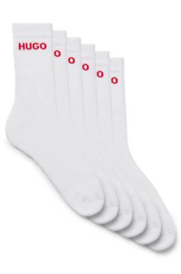 Hugo Six-pack Of Quarter-length Socks With Logo Detail In White