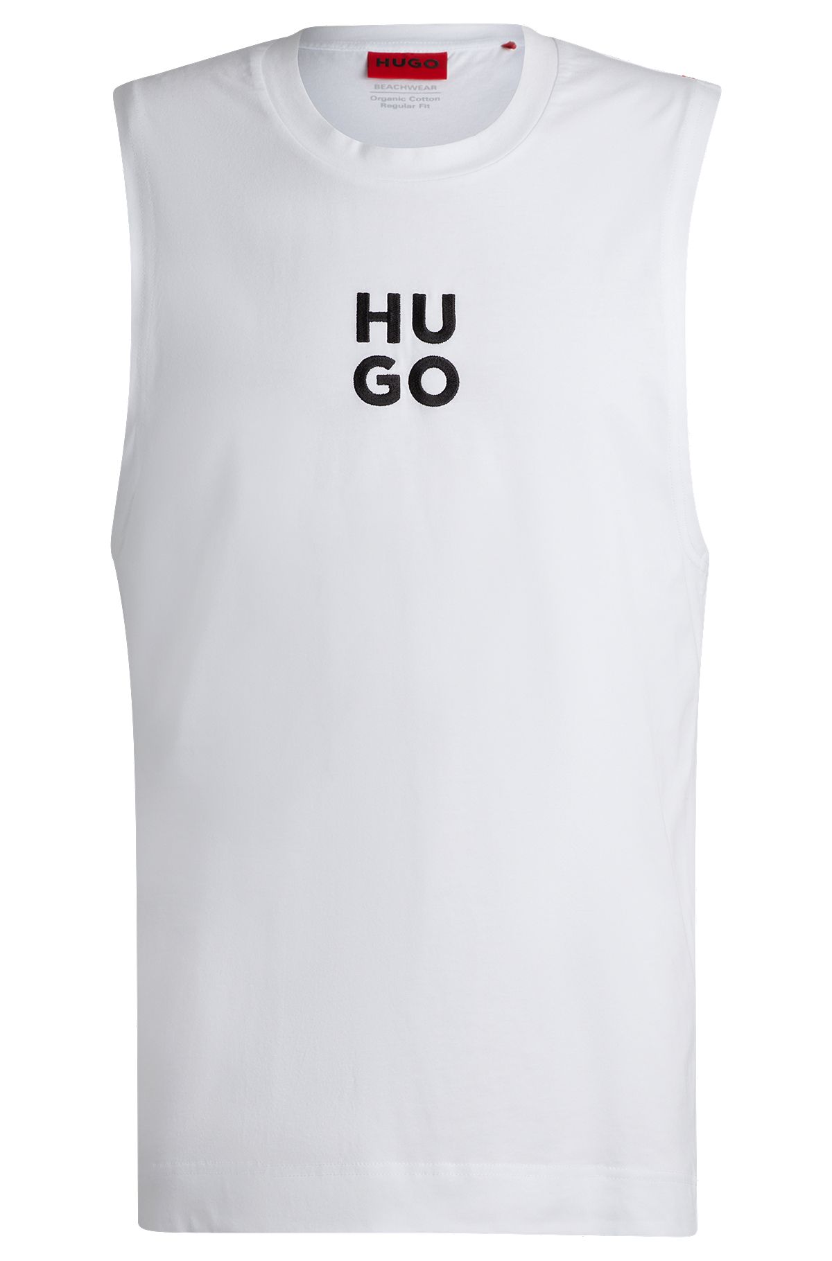 Cotton-jersey tank top with stacked logo embroidery, White
