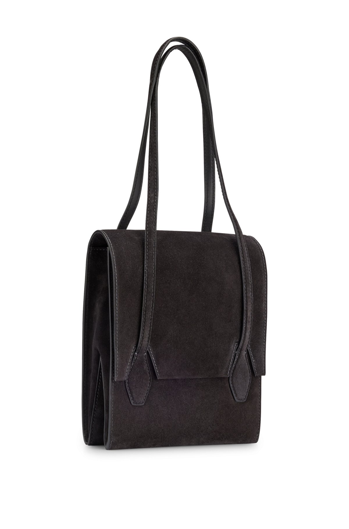 Shoulder bag in velour leather, Black