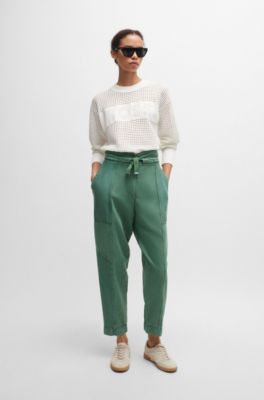 Open-knit sweater with logo detail, White