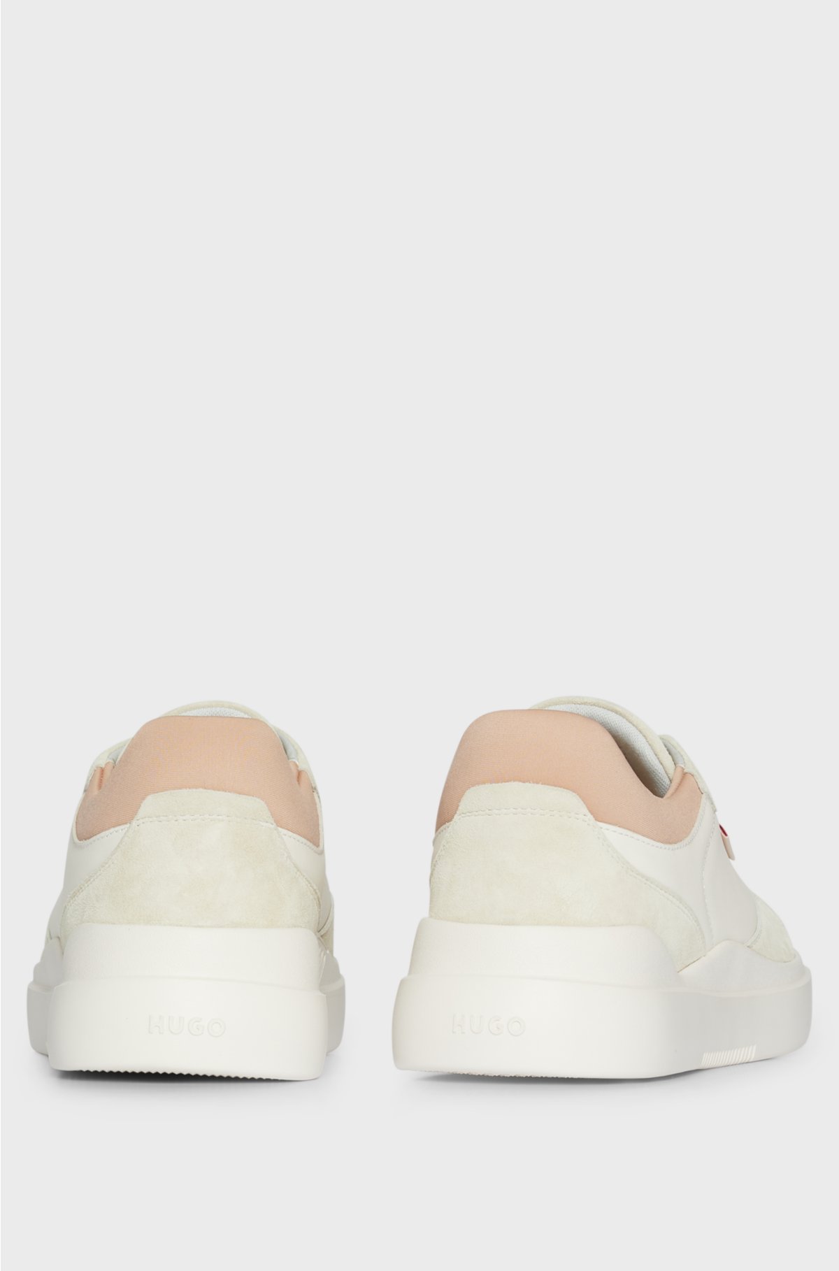 Cupsole-style trainers in leather and suede, White